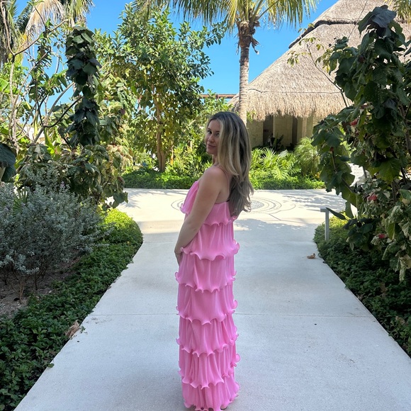 Pink Ruffled Maxi Dress - Picture 3 of 4